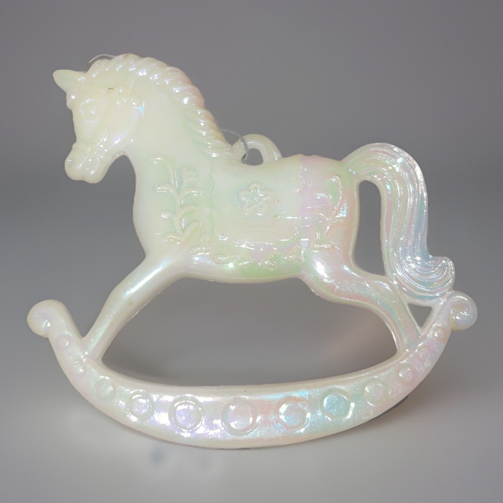 VTG Christmas Rocking Horse Ornament‎ Pearlescent Color Plastic